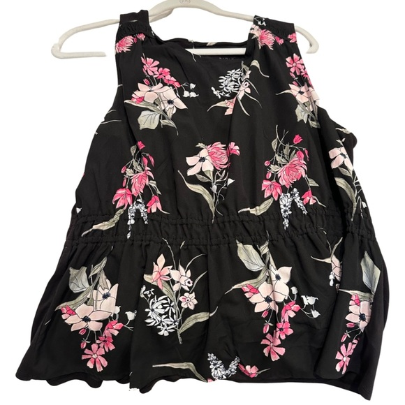 A New Day Floral Tank/Blouse - solid black back‎ - Large - Cute for summer - Picture 2 of 4
